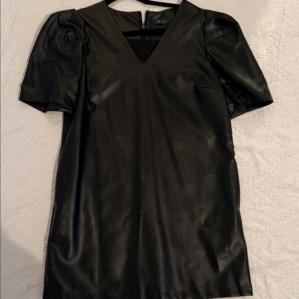 Elegant Black Faux Leather Dress